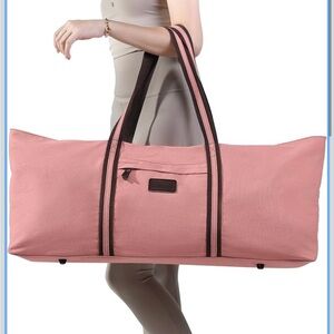 Pink Women's Oversized Canvas Tote Bag with Contrast Straps